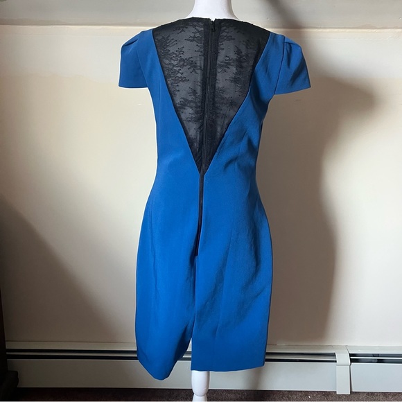 Alice + Olivia Blue Cap Sleeve Bodycon Dress w/ Lace Back size 10 - Picture 5 of 7